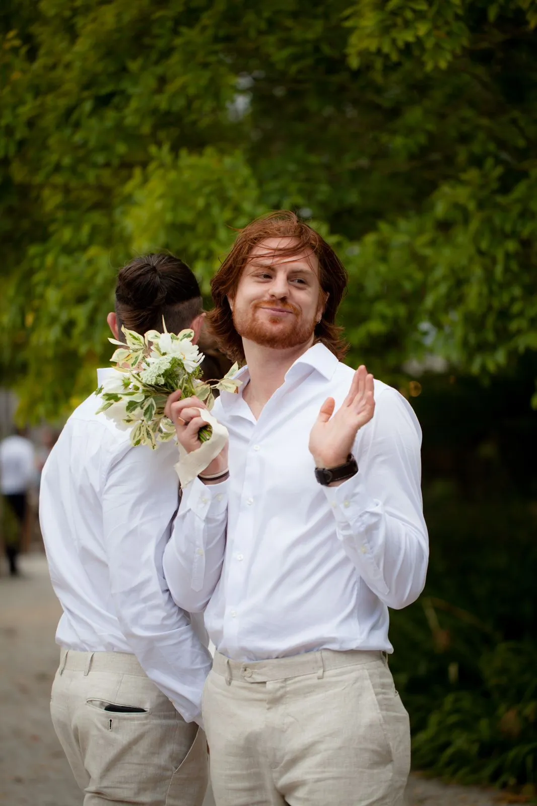 Happy couple at a wedding venue